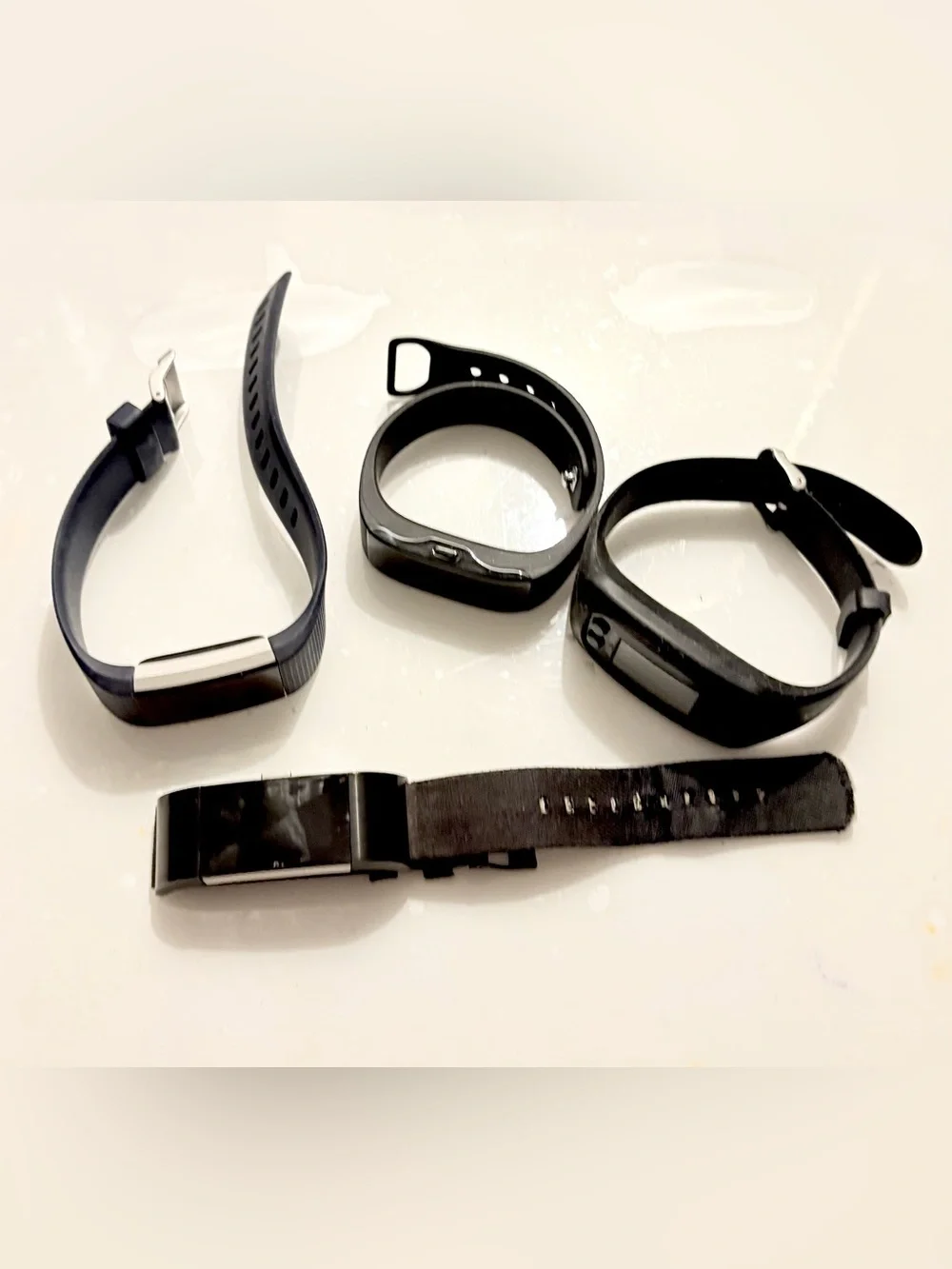 Lot of 4 Activity Tracker Wristbands Fitness Bands Black For Parts Or Repair